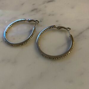 Silver Diamond Hoops